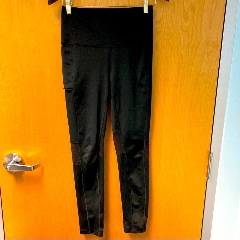 LOLE Sz S Comfort Waistband High Rise Zipper Pocket Mesh Inserts Leggings
